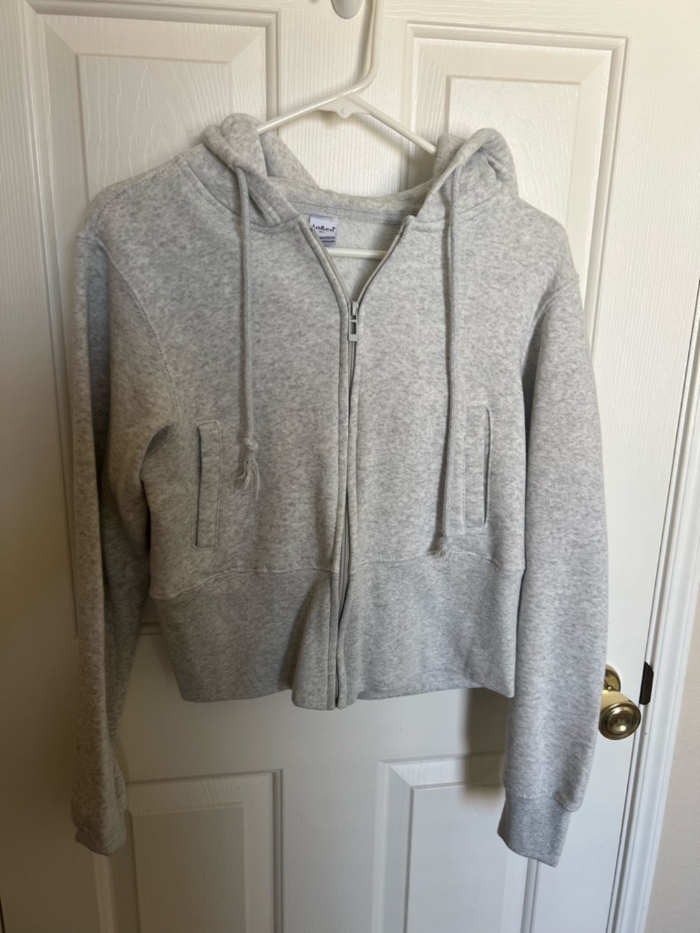 Light Gray Zip-Up Hooded Women's Sweater